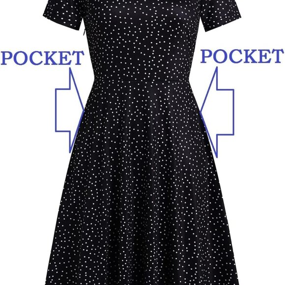 Women's Elegant Knee Length Dresses Vintage 50s Office Casual Floral Print Work - Picture 6 of 6